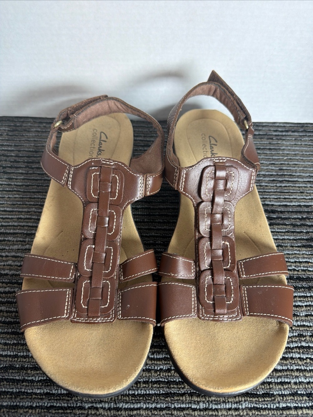 Clarks Womens Brown Leather Laurieann Kay Slingback T-Strap Sandal Size 11 - Picture 3 of 7